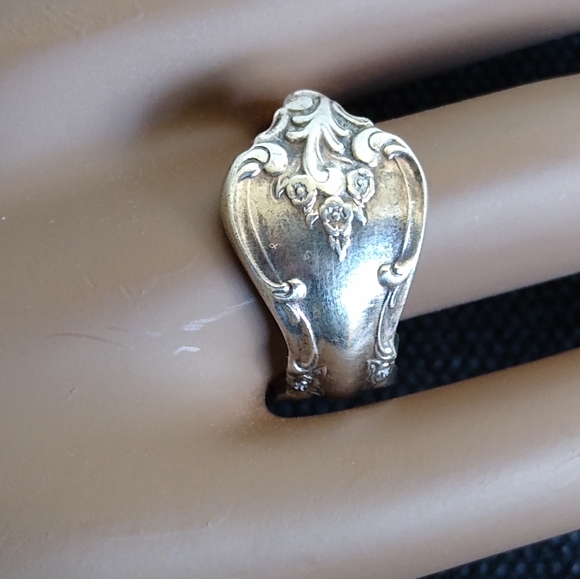 VTG International Silver plated floral Spoon Ring - Picture 1 of 8